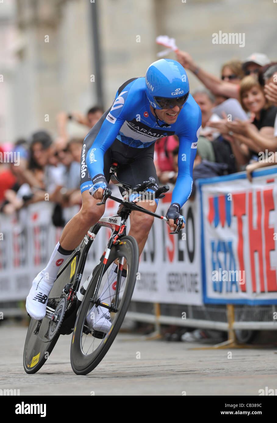 27.05.2012. Milan, Italie. Ryder Hesjedal (CAN) vers sa victoire lors du  Tour d'Italie - Giro d'Italia 2012 - time trial Photo Stock - Alamy