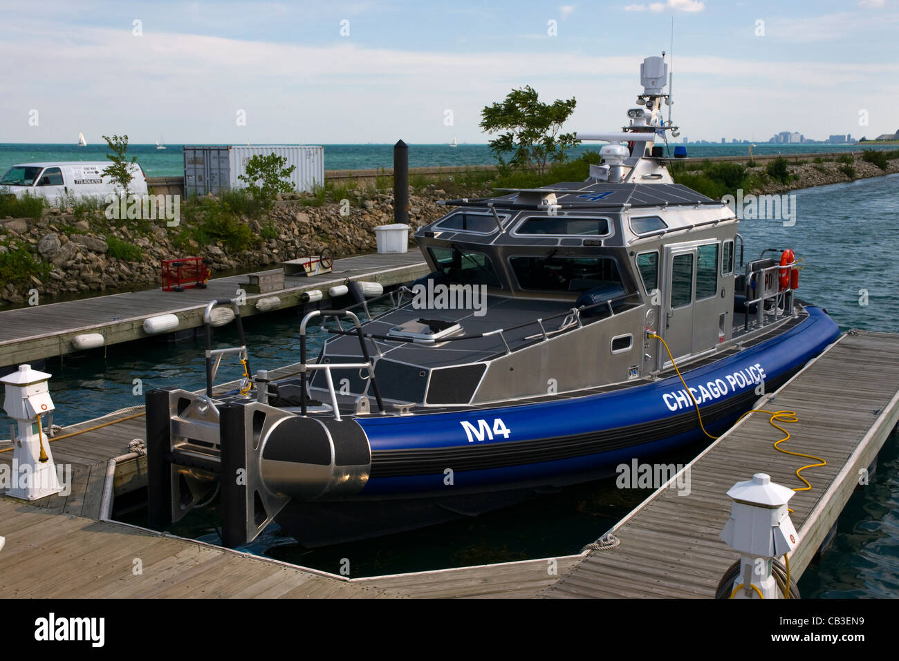 Un port maritime ou lancement de la police de Chicago. Banque D'Images