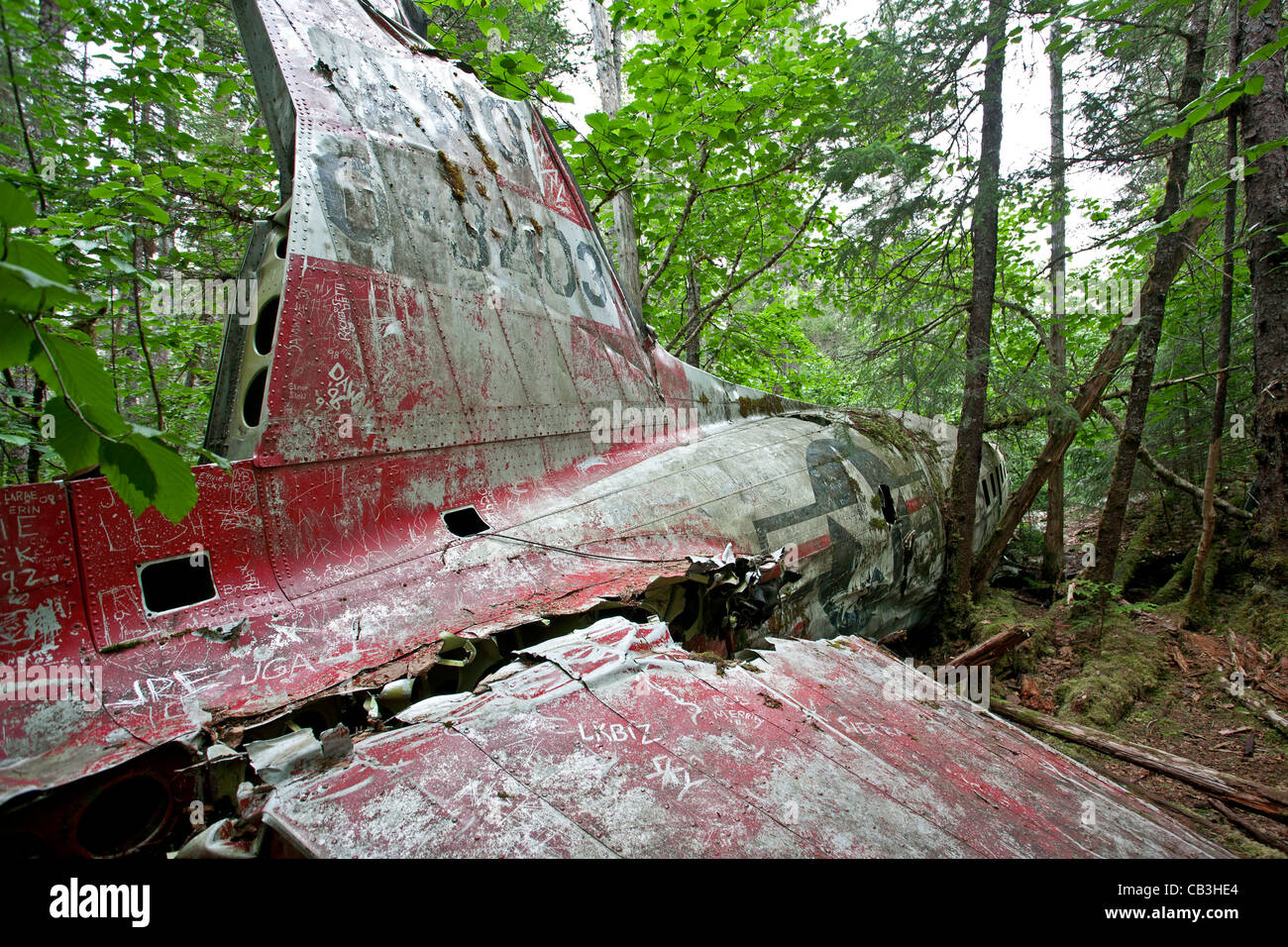 1957 crash de l'avion DC-3. Gustave-adolphe. Glacier Bay. De l'Alaska. USA Banque D'Images