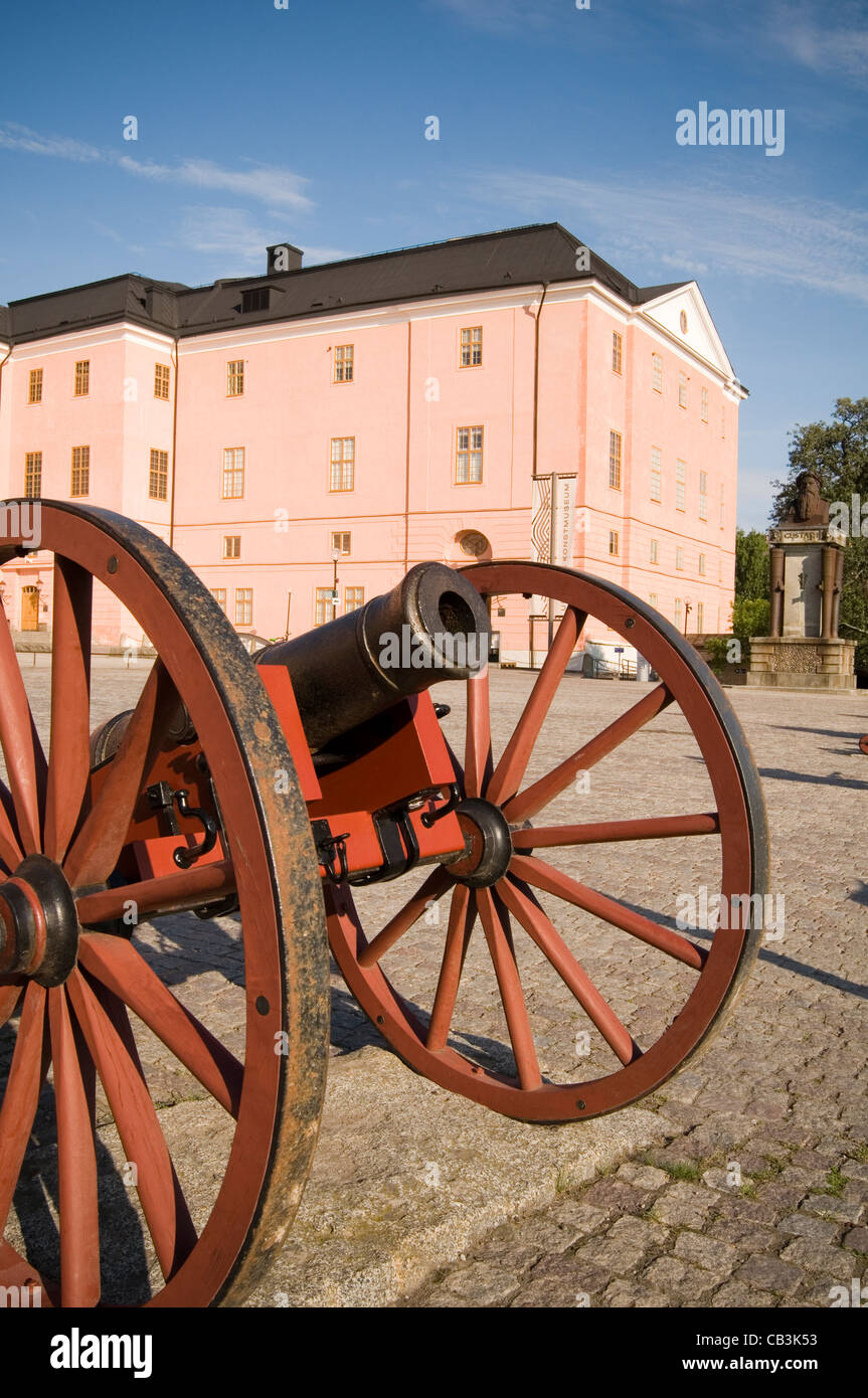 Canons à boulets de canon cannonball boules suède uppsala castle châteaux suédois Banque D'Images