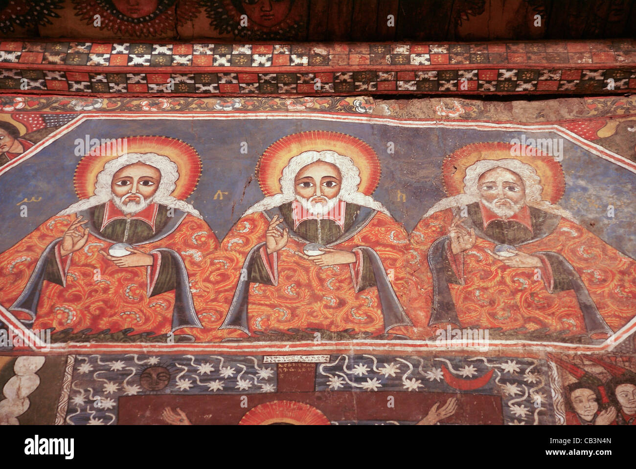 L'Afrique, l'Ethiopie, Gondar plafond peint dans l'église de Debre Birhan Sélassié tableaux art religieux Banque D'Images