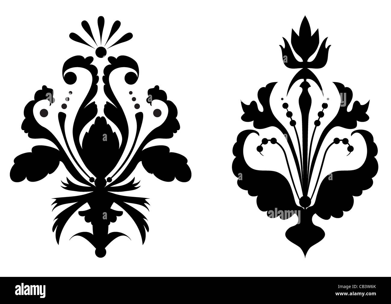 Illustration de fleurs stylisées en couleur noir Banque D'Images