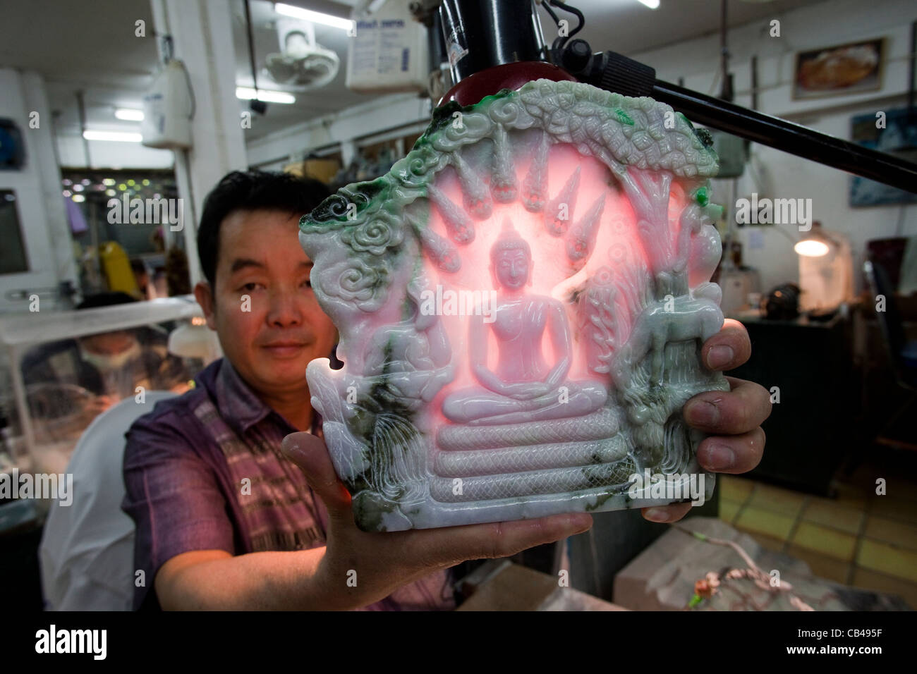 La Thaïlande, Chiang Mai, la sculpture de Jade Banque D'Images