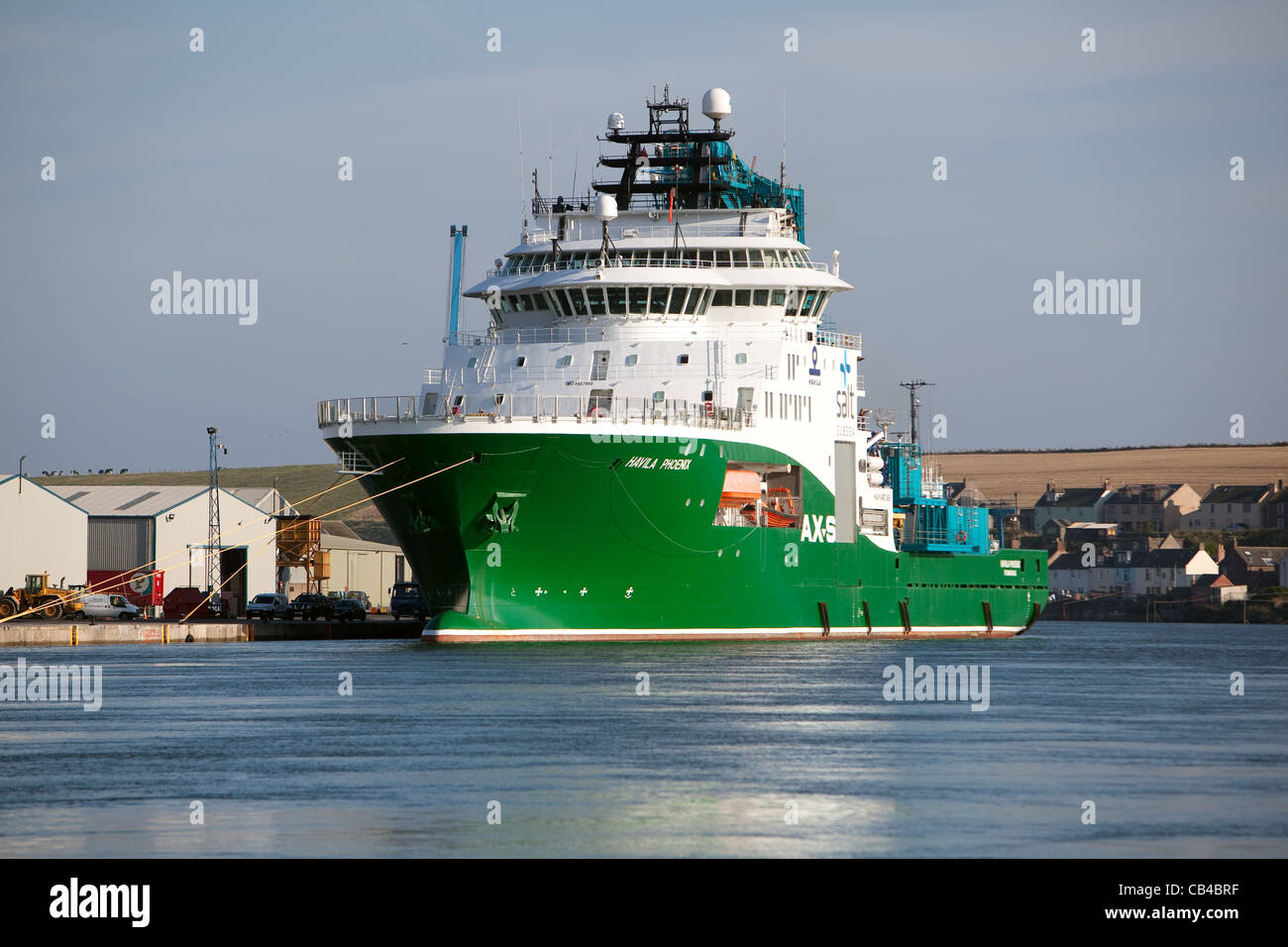 L'Havila Phoenix, un navire d'approvisionnement de l'industrie pétrolière, accosté à Montrose Angus Scotland UK Banque D'Images