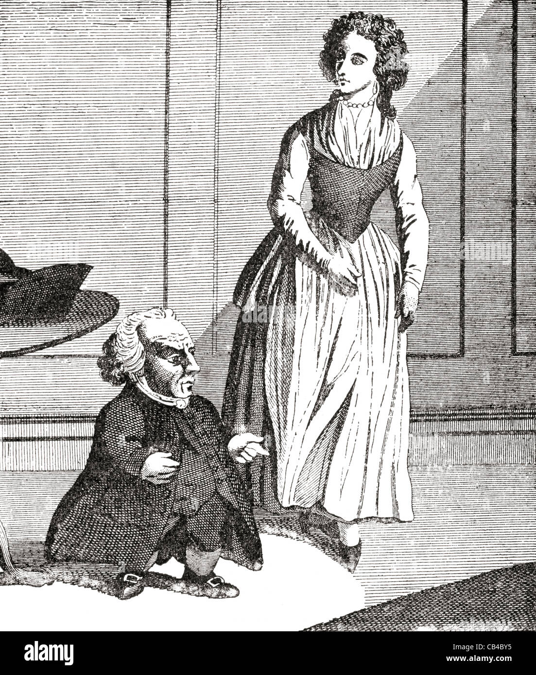 Wybrand Lolkes, 1730 - 1800, avec son épouse. Nain Néerlandais et joaillier. Banque D'Images