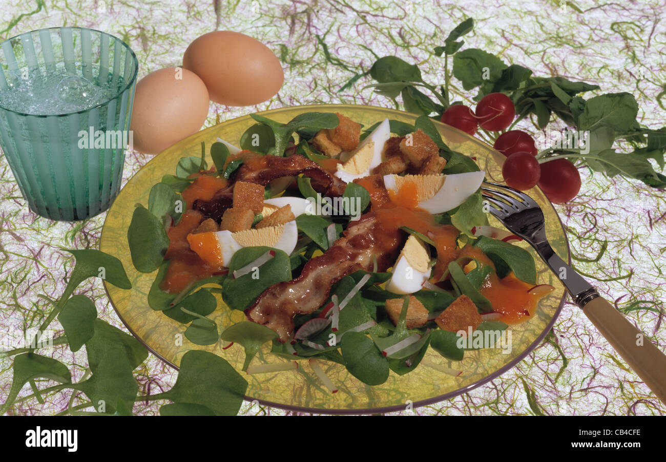 Salade aux œufs Portulak Banque D'Images