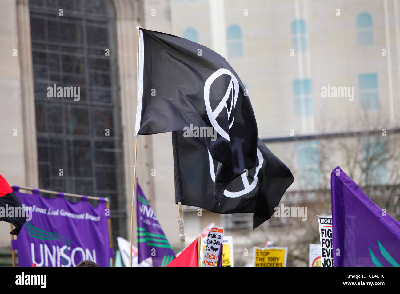 Manifestation contre Birmingham City Council de coupures d'emplois. Qui a eu lieu dans le centre-ville en février 2011. Banque D'Images