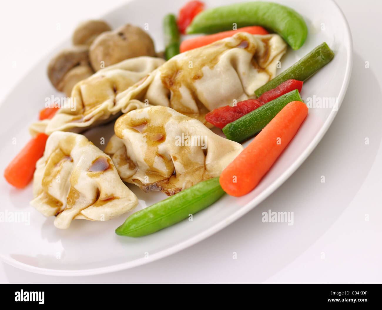 Rempli de boulettes de porc et légumes , close up Banque D'Images