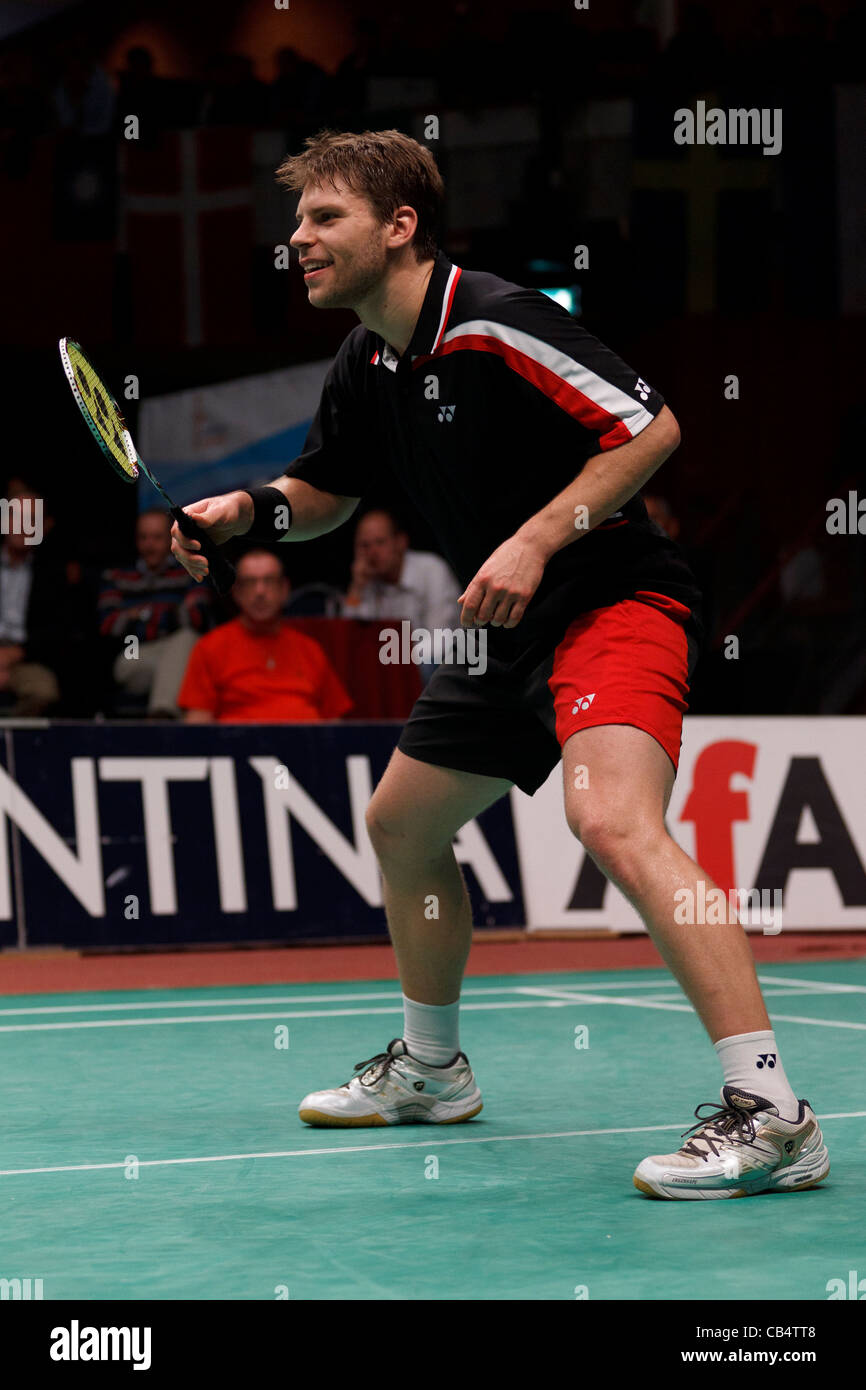 Joueur de badminton Michael Fuchs de l'Allemagne Banque D'Images