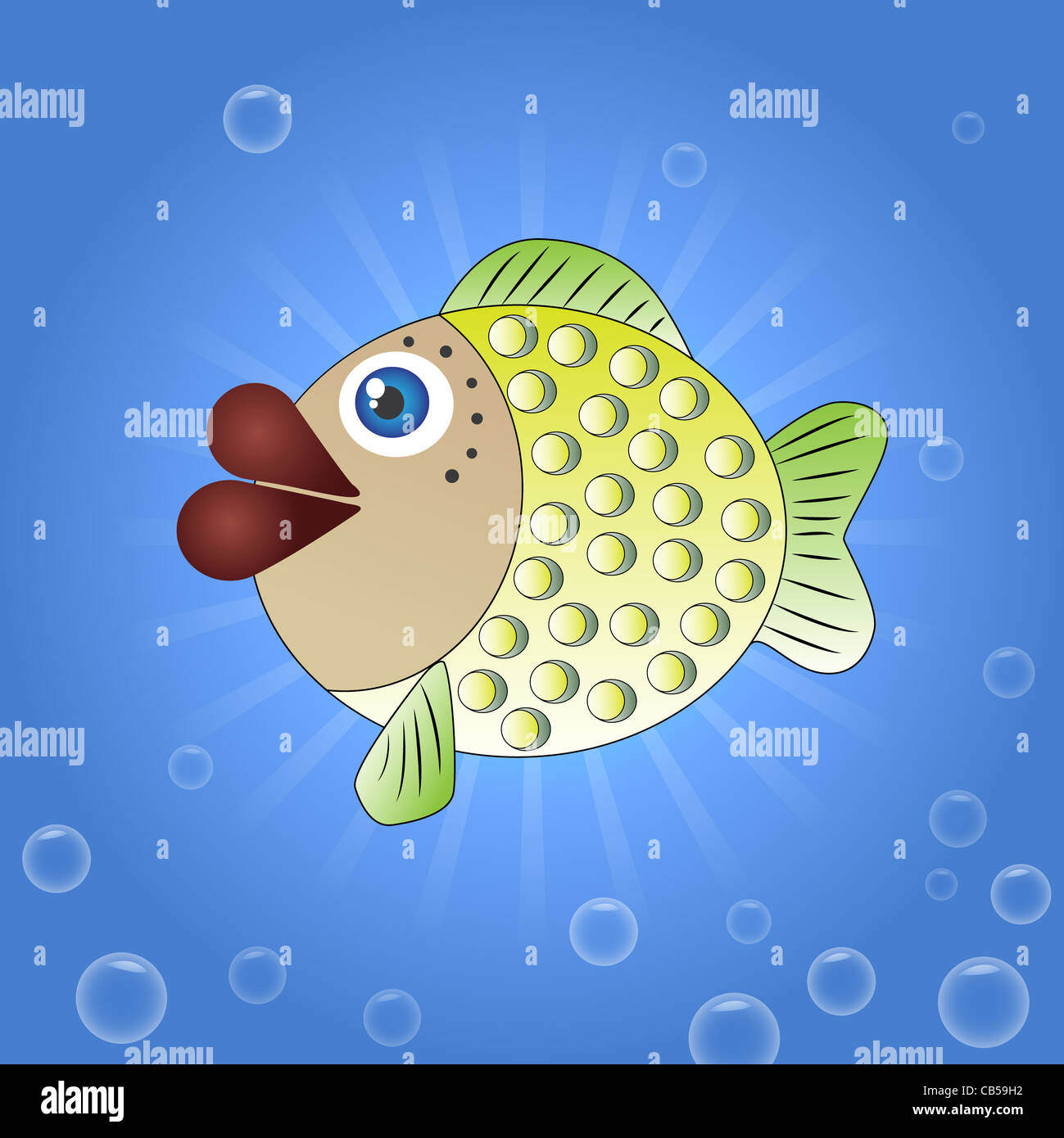 Un Poisson Qui Nage Dans L Eau Entouree De Bulles Photo Stock Alamy