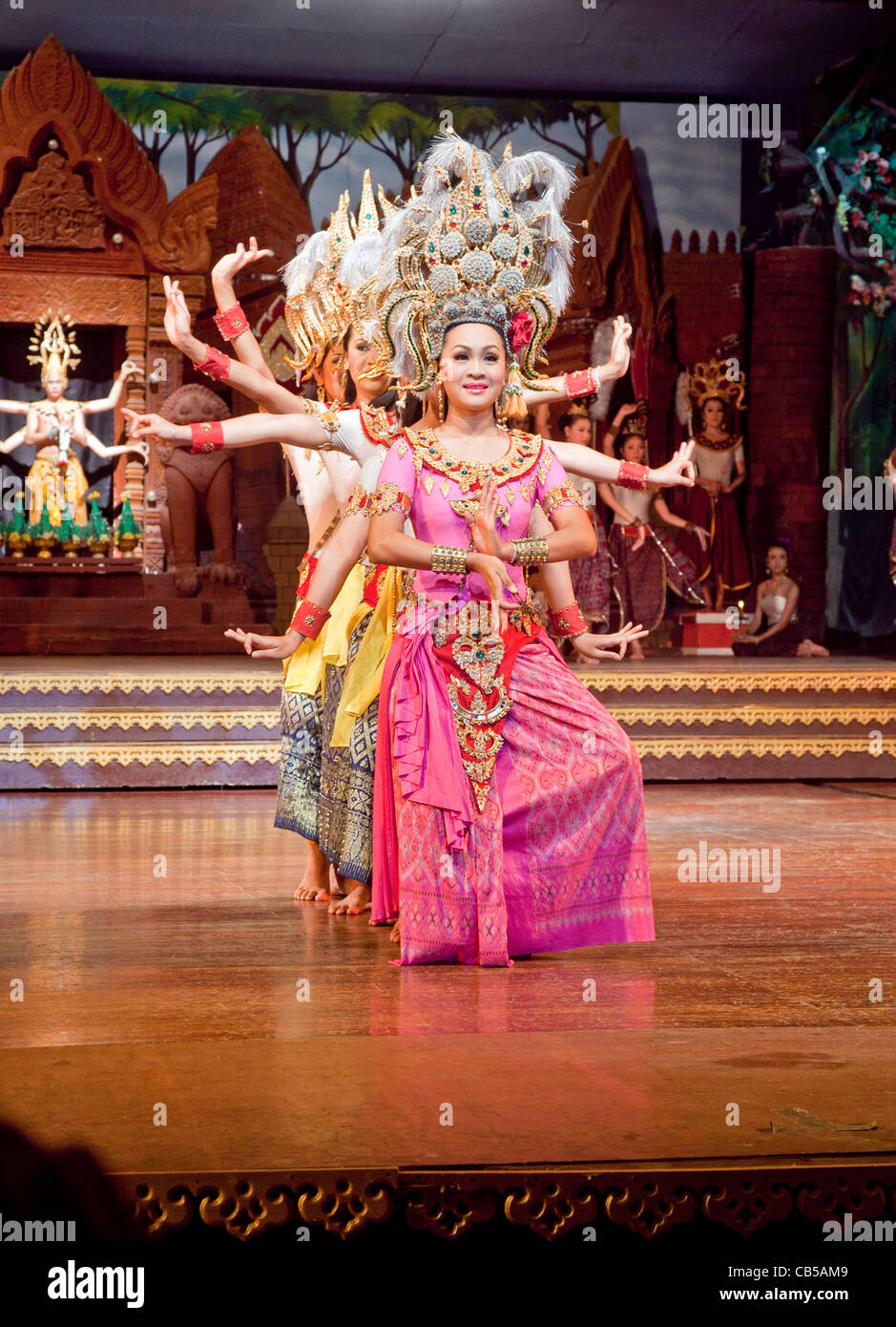 La danse et la culture thaïlandaise Show à la papaye, Thaïlande, Asie Banque D'Images