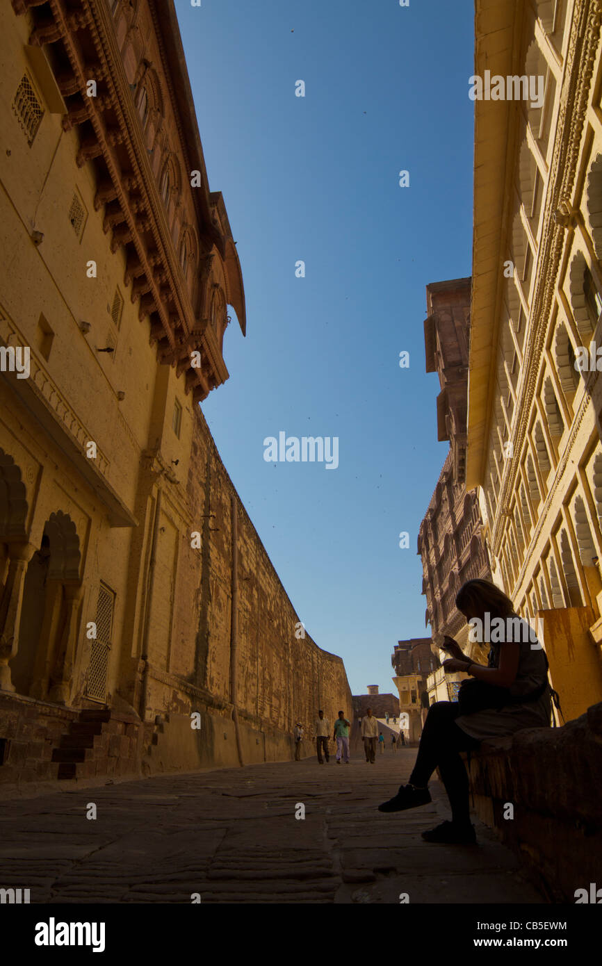 La magnifique Mehrangarh Fort dans la ville de Jodhpur, Rajasthan, Inde. Banque D'Images