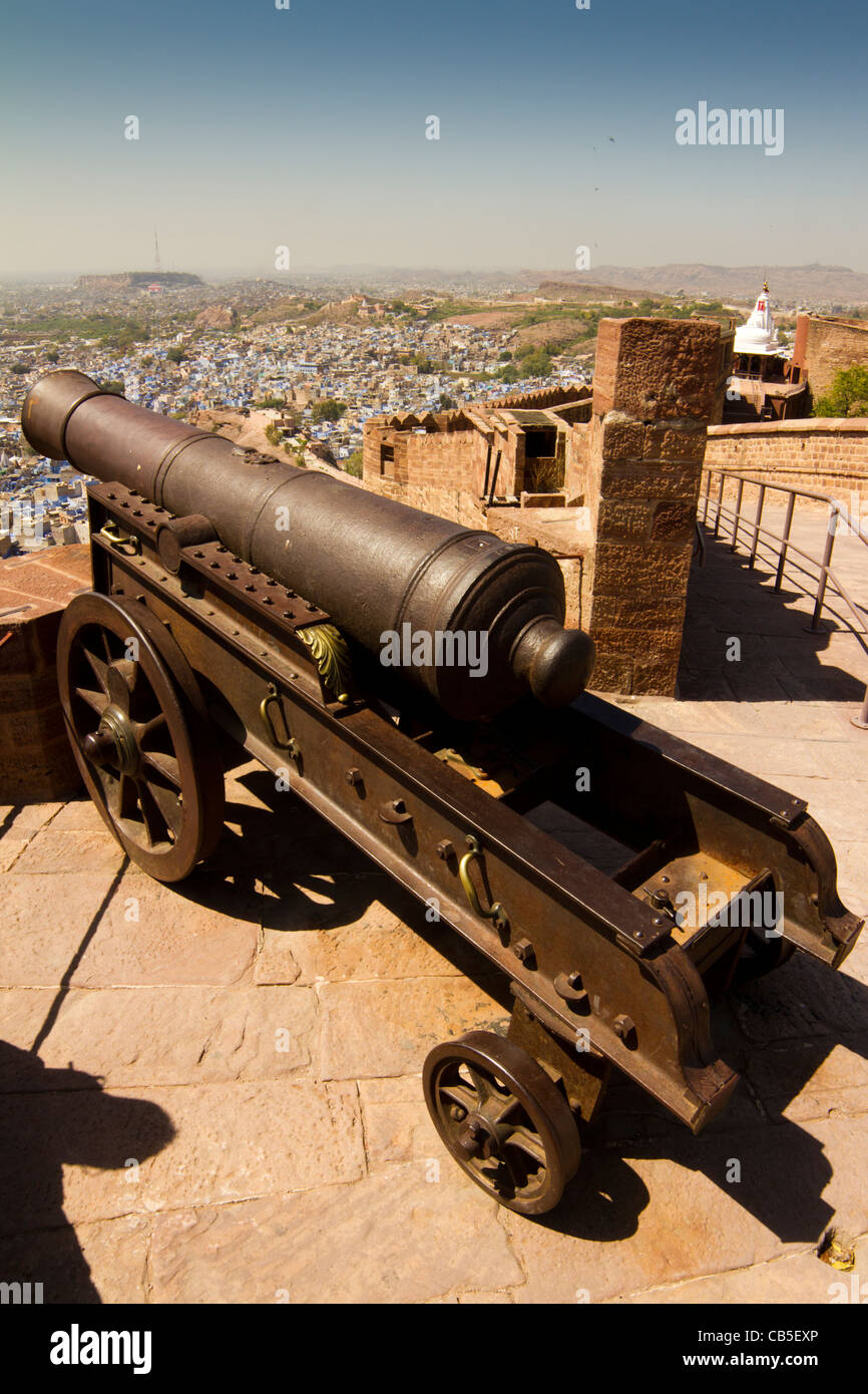 La magnifique Mehrangarh Fort dans la ville de Jodhpur, Rajasthan, Inde. Banque D'Images