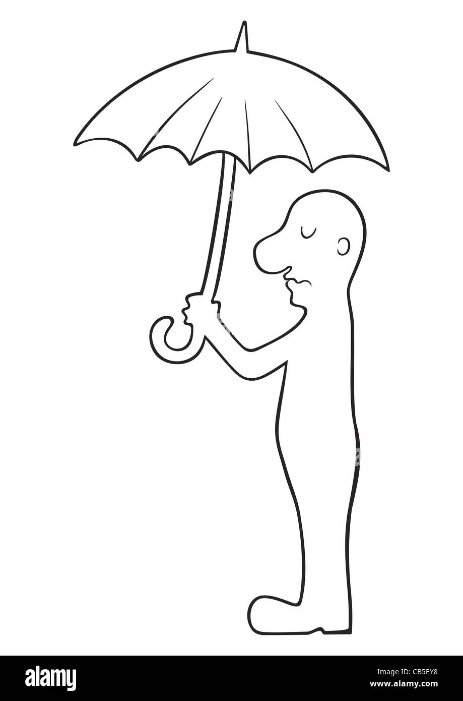 Man under umbrella Banque D'Images