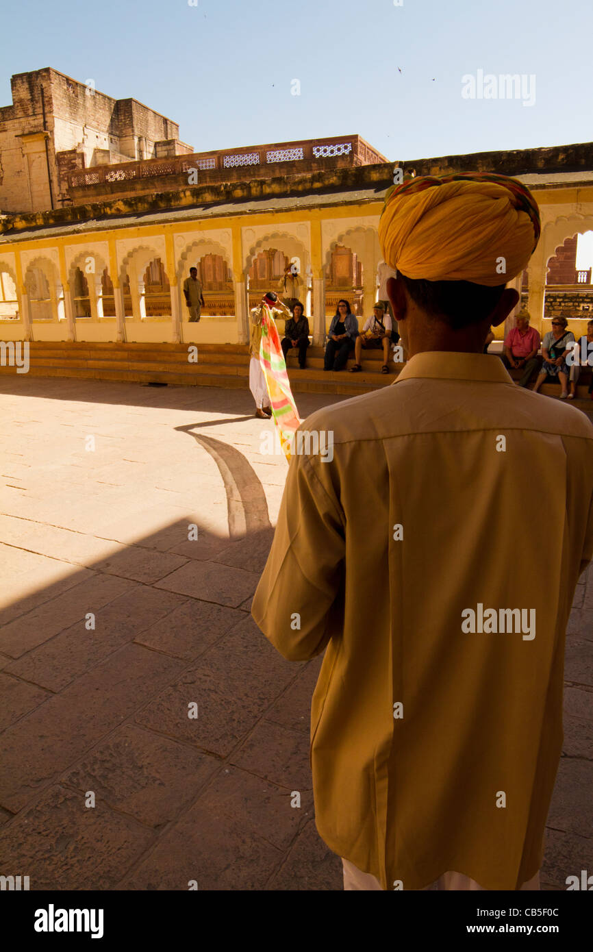 La magnifique Mehrangarh Fort dans la ville de Jodhpur, Rajasthan, Inde. Banque D'Images