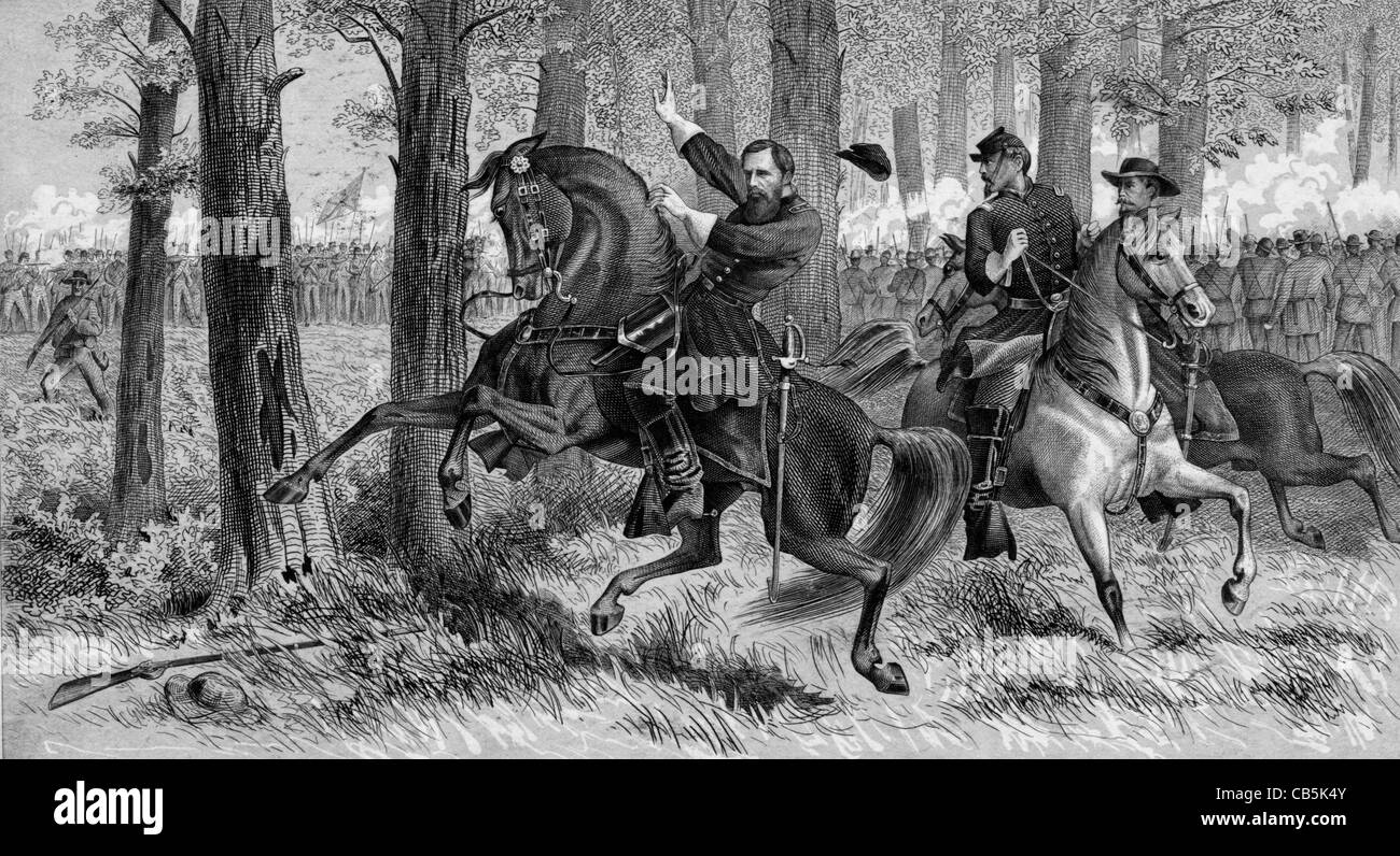 La chute du Général John Fulton Reynolds lors de la bataille de Gettysburg, le 1 juillet 1863 pendant la guerre civile USA Banque D'Images