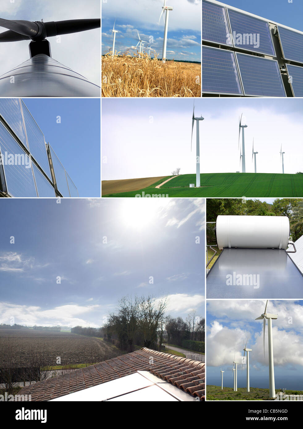 Panneaux solaires et éoliennes Banque D'Images