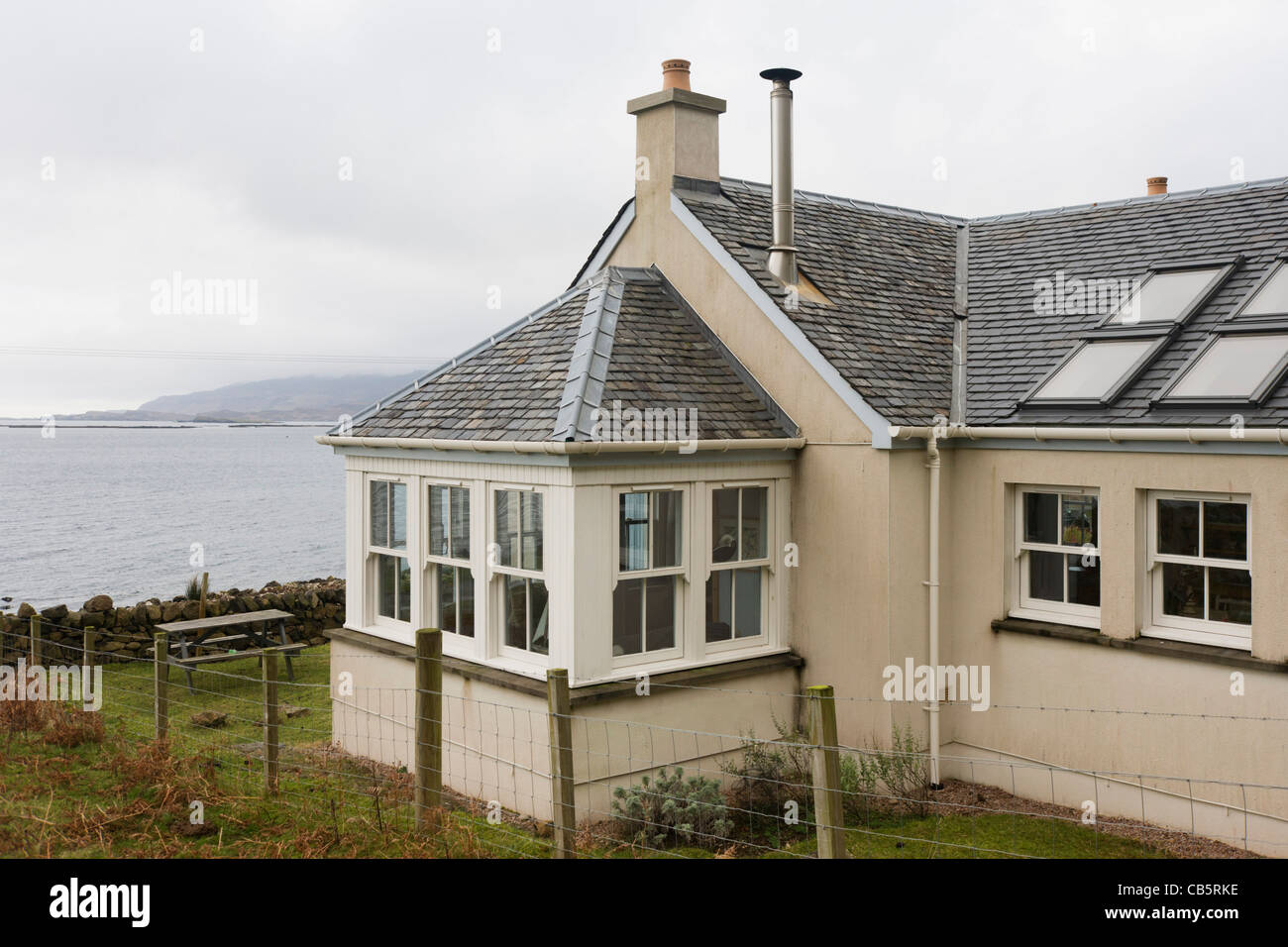 Tigh SgeirGael - construit en 2005 - est un chalet indépendant à Gribun, Ile de Mull, en Ecosse. Banque D'Images