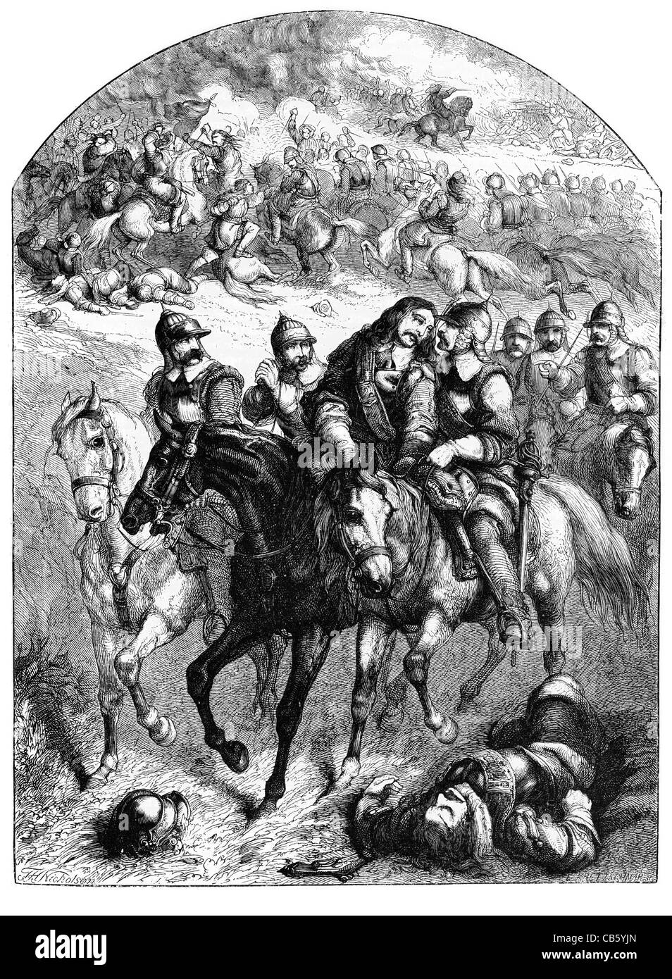 John Hampden mortellement blessé sur le terrain 18 juin 1643 Chalgrove Banque D'Images