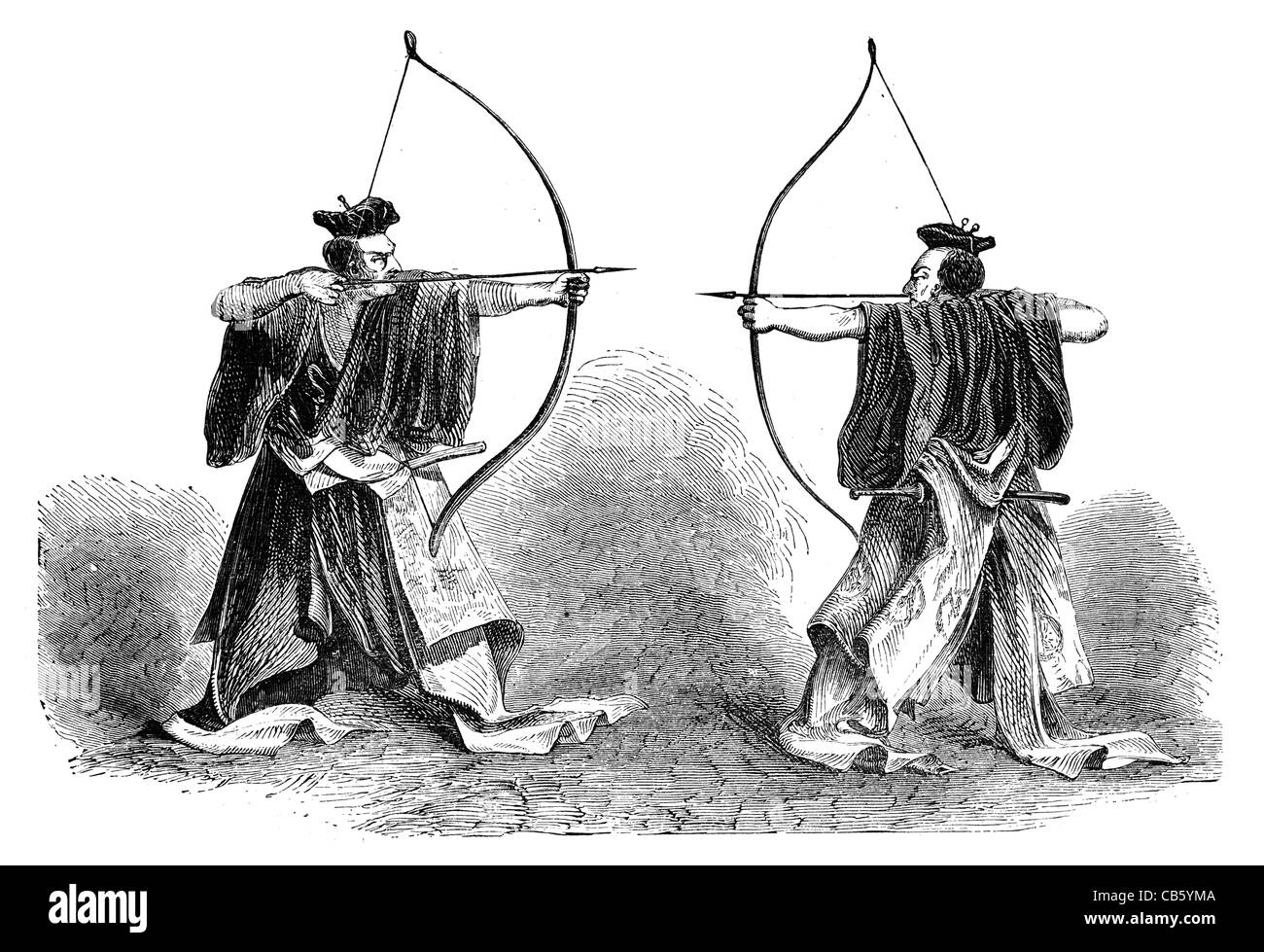 Le Kyudo Kyūdō flèche arc Tir à l'art martial japonais archer complet soldat militaire armée warrior Banque D'Images