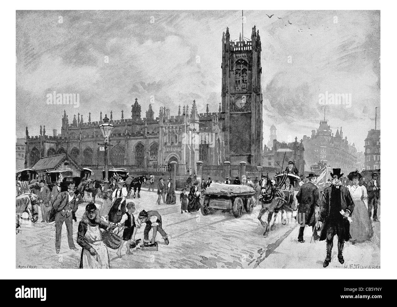La recherche de la Cathédrale de Manchester Banque église médiévale Victoria Street Collegiate St Marie Denys George bâtiment classé de style gothique Banque D'Images