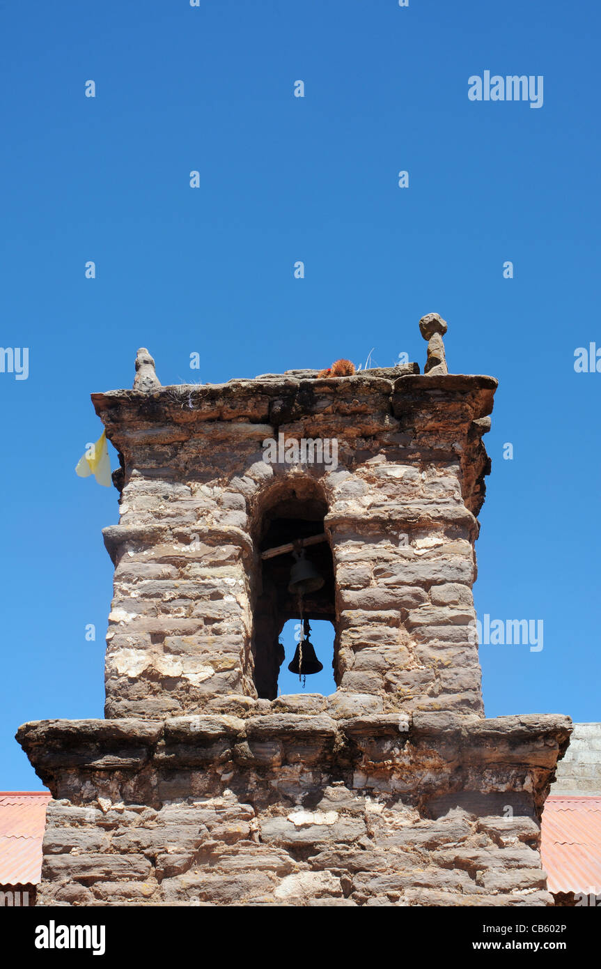 L'église à Taquile villeg sur l'île de Taquile, lake Titticaca, Pérou Banque D'Images