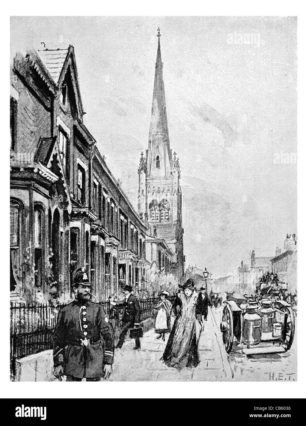 Brunswick Street Presbyterian Church Spire Chapelle Greater Manchester North West England UK Europe Industrie textile Banque D'Images