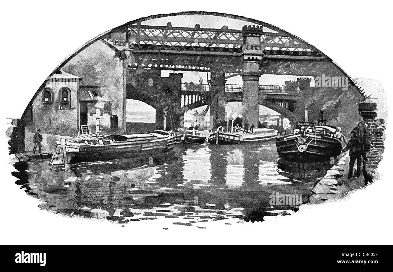 Ancien canal de Bridgewater terminus le Castlefield Ship Canal quai du port quai Amarrage bateau à passagers bateau shire horse bridge Manchester Banque D'Images