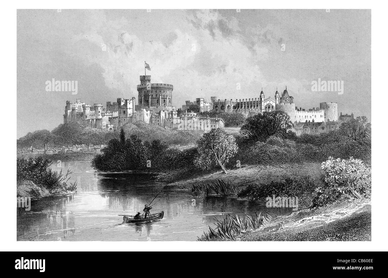 Le Château de Windsor château médiéval residence English Comté famille royale britannique Londres tamise aviron pêcheur pêche Banque D'Images