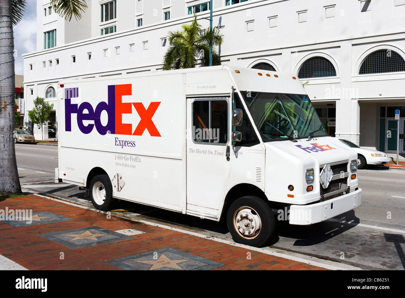 Camion de livraison de Fedex, Miami, Floride, USA Banque D'Images