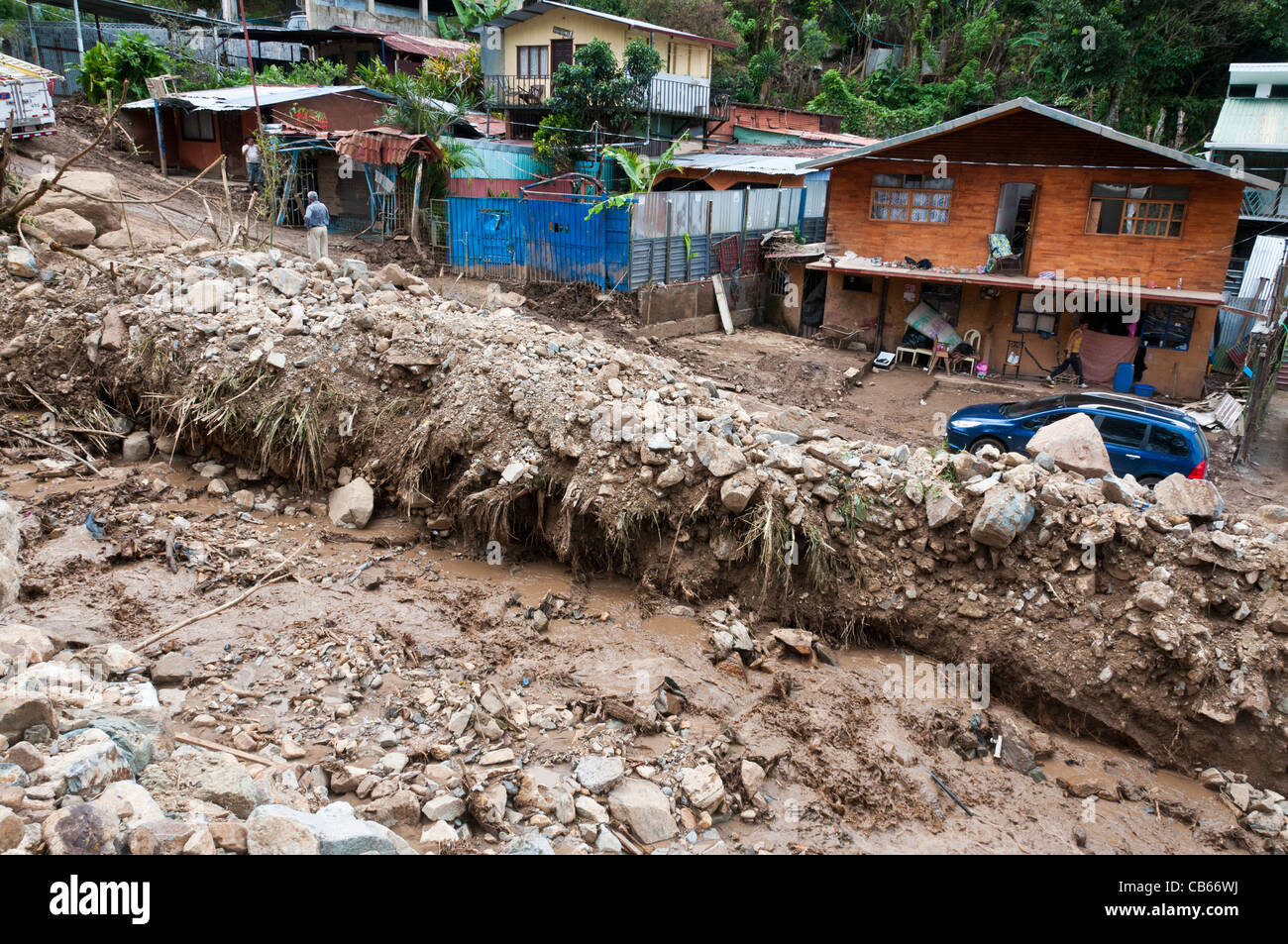 Les glissements de terrain à la suite de fortes pluies dans la région de San Antonio de Escazú Vallée Centrale Costa Rica Novembre 2010 Banque D'Images