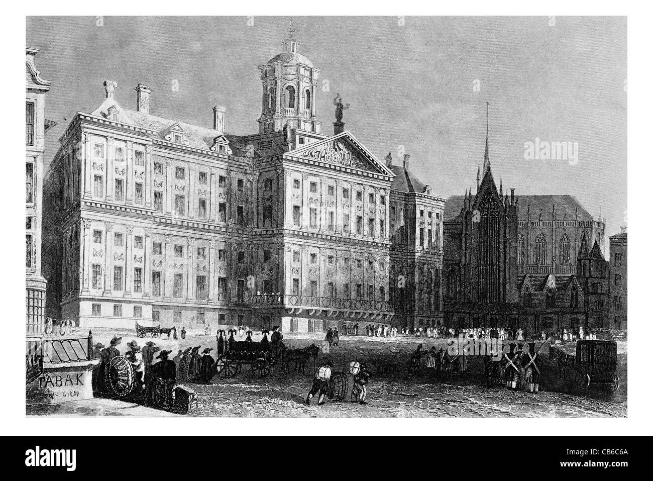 Ancienne église du Palais Royal d'Amsterdam Amsterdam l'hôtel de ville de la Reine Beatrix Parlement or néerlandais Dam Square House Banque D'Images