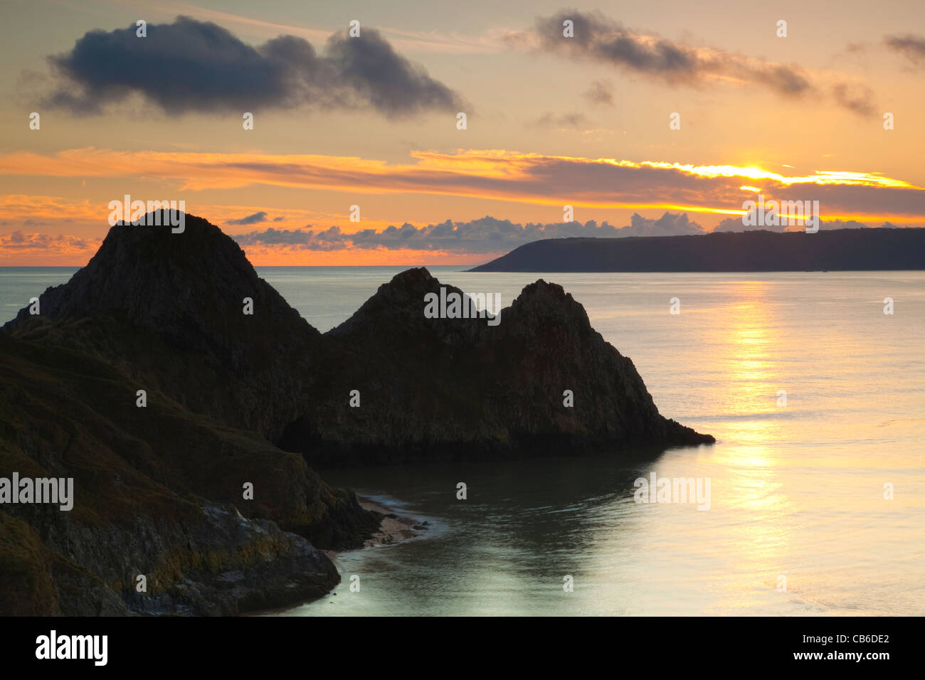 Trois falaises Bay, Gower, Pays de Galles, Royaume-Uni Banque D'Images