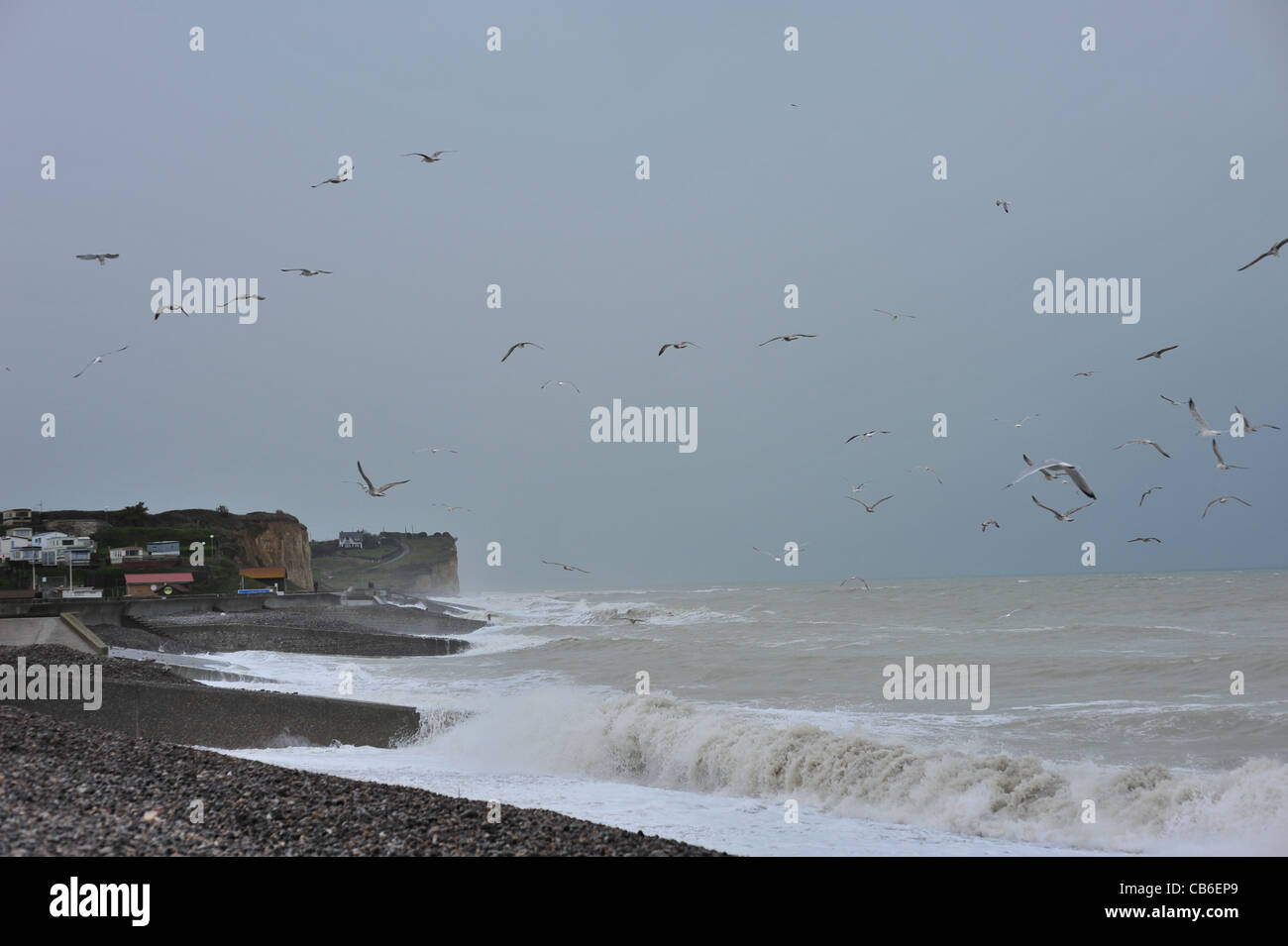 Normandie, Saint Aubin sur mer, Stormy Weather Banque D'Images