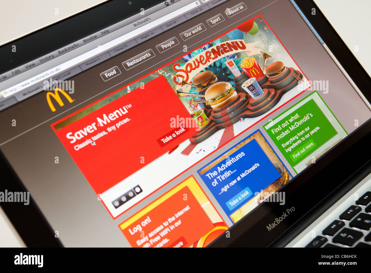 Site Mcdonalds capture d'écran de la page web Banque D'Images