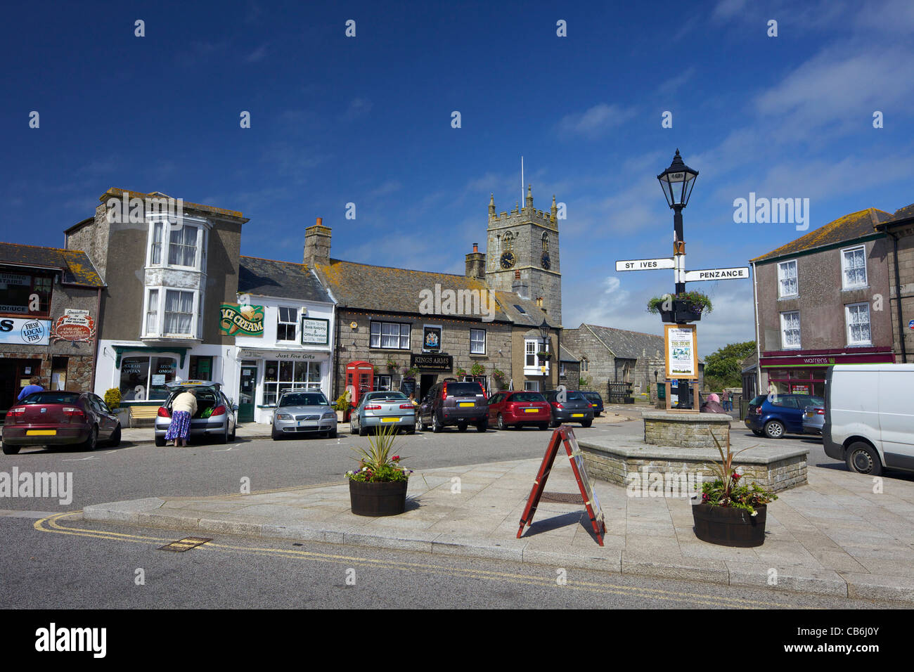 Centre ville de St Just, Cornwall, England, UK, Royaume-Uni, GO, Grande-Bretagne, British Isles, Europe Banque D'Images