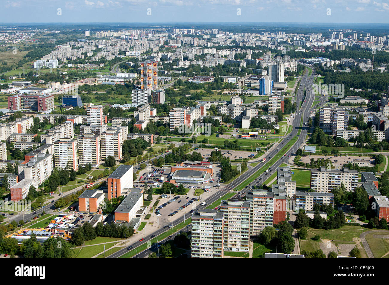 Vue aérienne sur le terrain des immeubles à Vilnius, Lituanie Banque D'Images