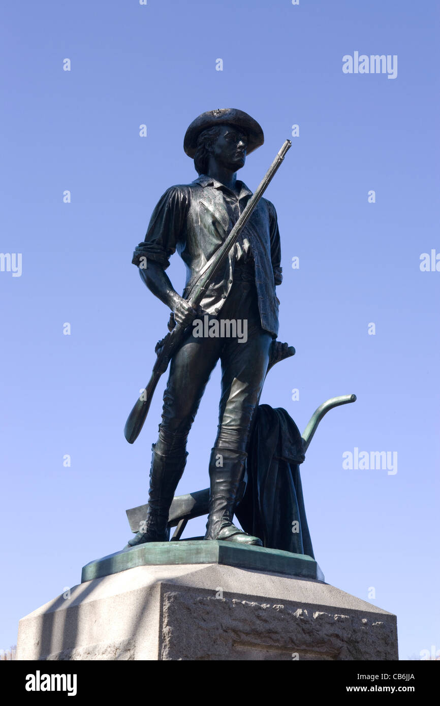 Masse : Concord/Lexington Minuteman - Parc national : La Minute Statue homme par Daniel Chester French Banque D'Images