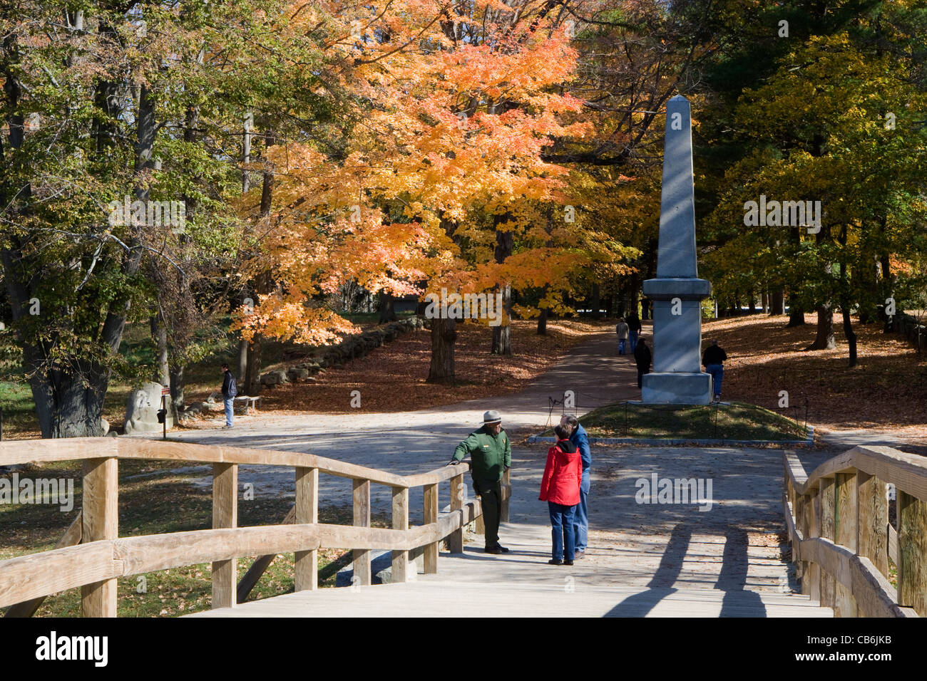 Masse : Concord/Lexington - Parc National Minuteman : North Bridge & Concord River Banque D'Images