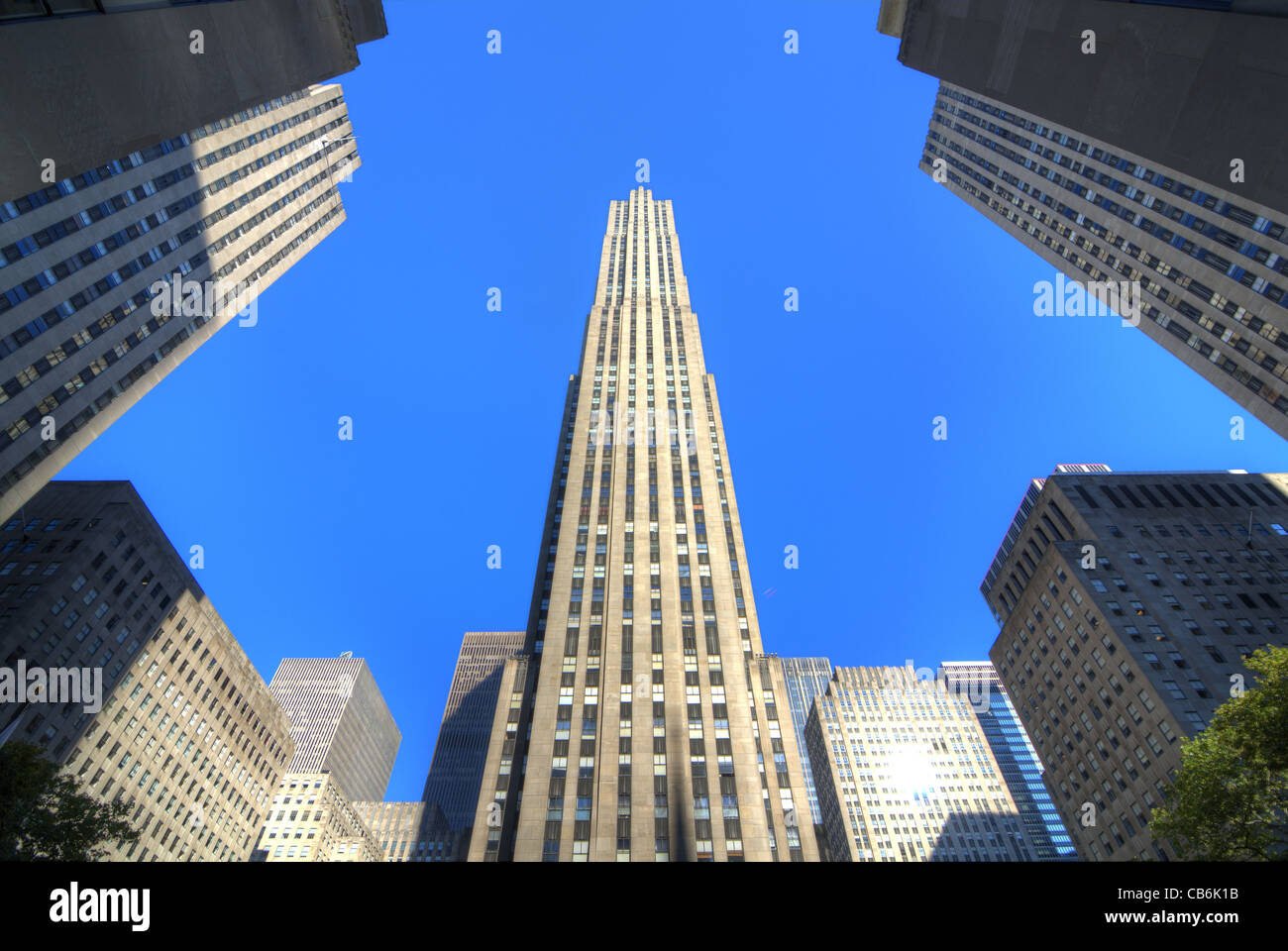 Le monde célèbre GE Building du Rockefeller Center à New York. Banque D'Images