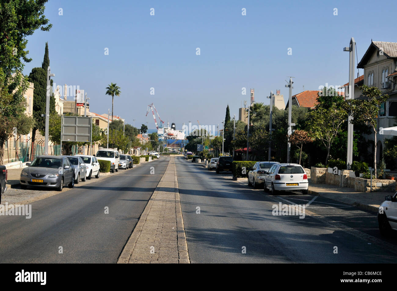 Route de Haïfa port,Galilée, Israël, Asie, Moyen Orient Banque D'Images