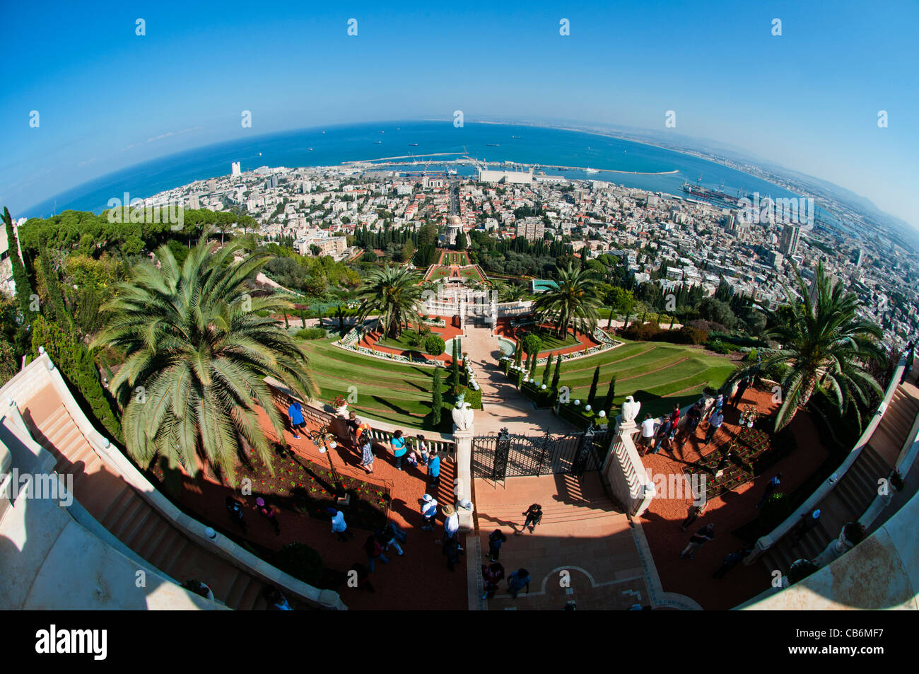 Vue sur le Mausolée du Báb et ses terrasses de Mount Carmel, Haïfa, Galilée, Israël, Asie, Moyen Orient Banque D'Images