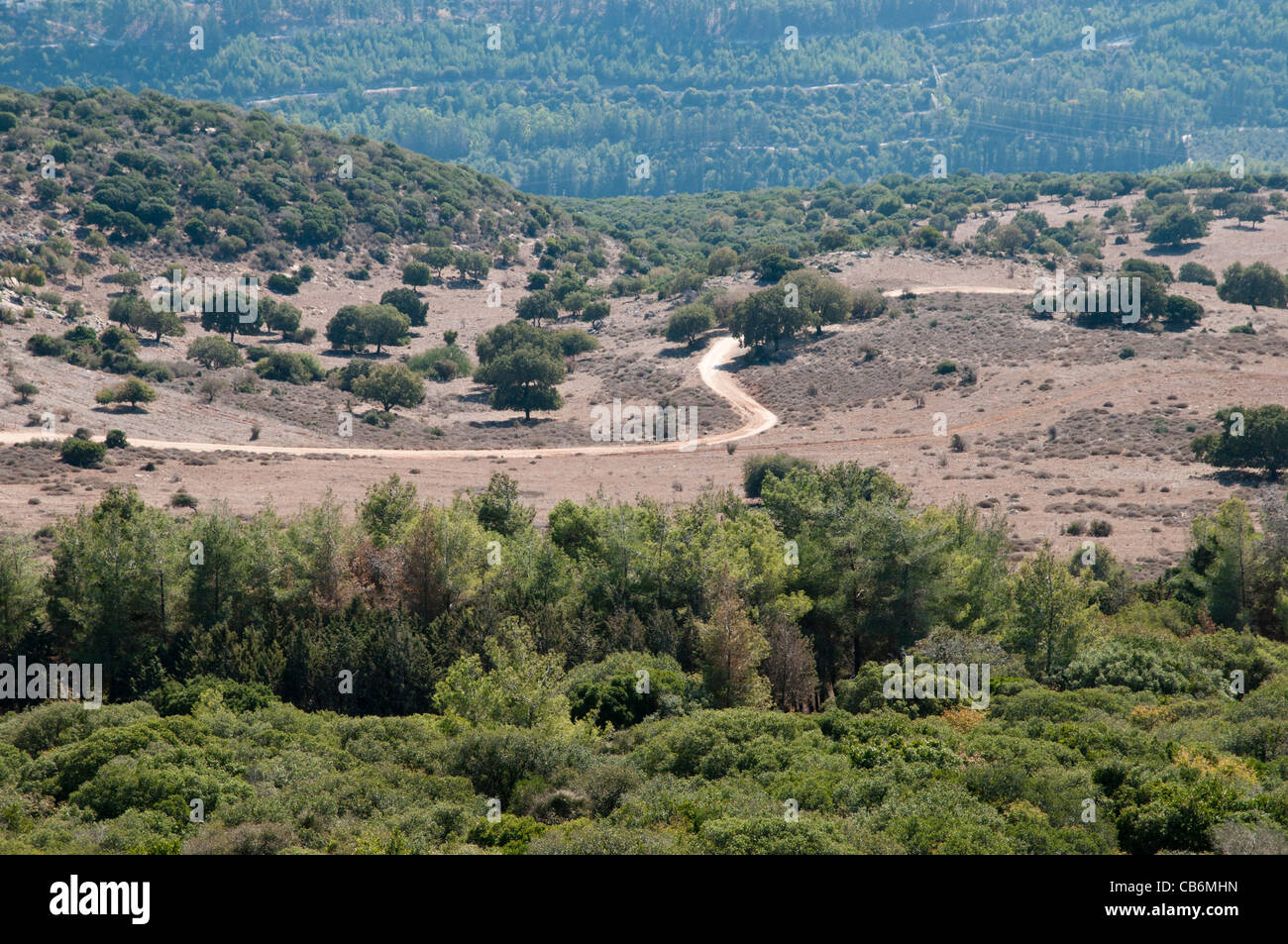 Vue depuis terrasse, Mukhraka,Galilée, Israël, Asie, Moyen Orient Banque D'Images