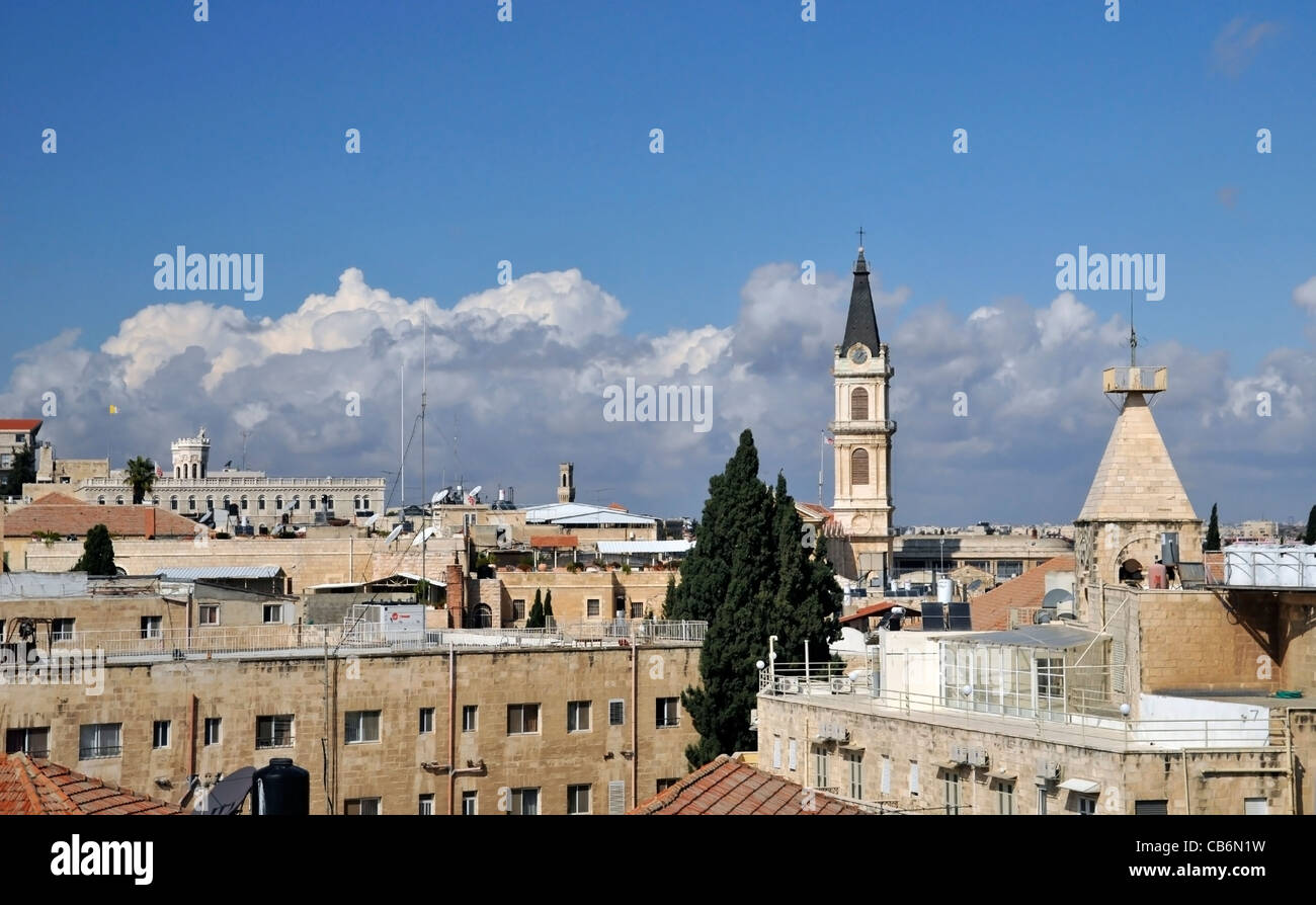 Des toits de la vieille ville de David Citadel, Jérusalem, capitale d'Israël, Asie, Moyen Orient Banque D'Images