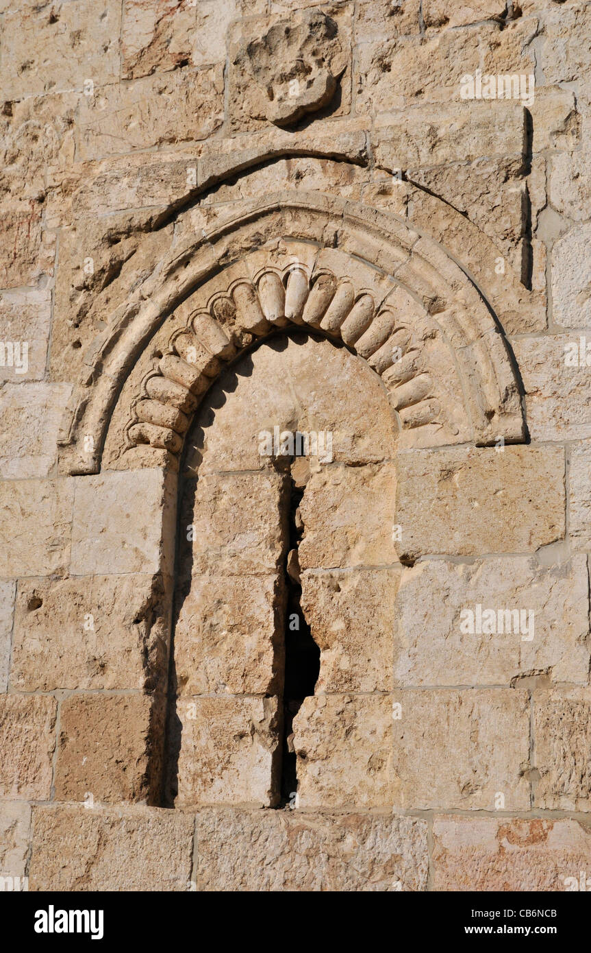 Fragment de l'ancien mur de la ville, Jérusalem, capitale d'Israël, Asie, Moyen Orient Banque D'Images