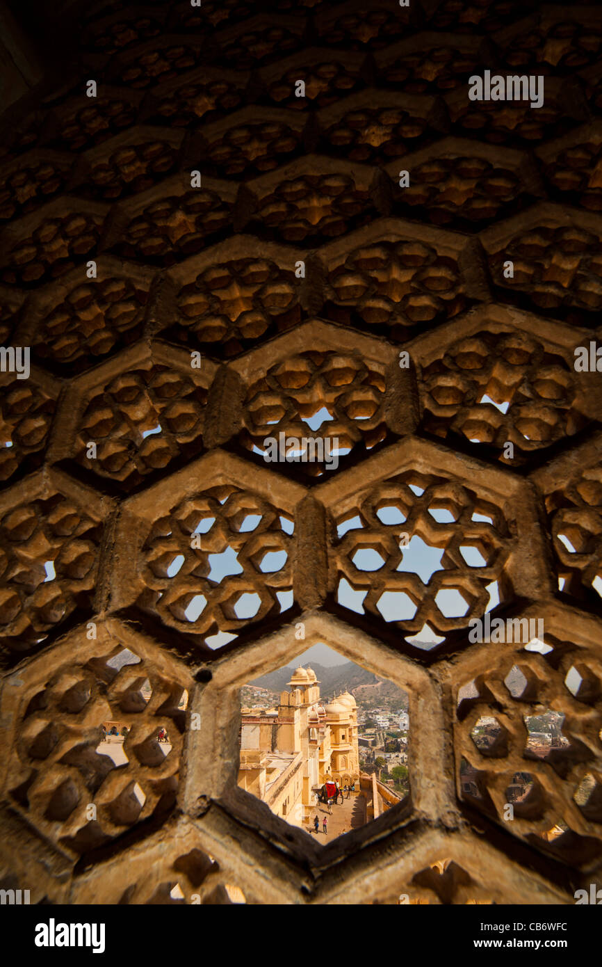 Fort Amber jaipur moghol monument coloré Banque D'Images