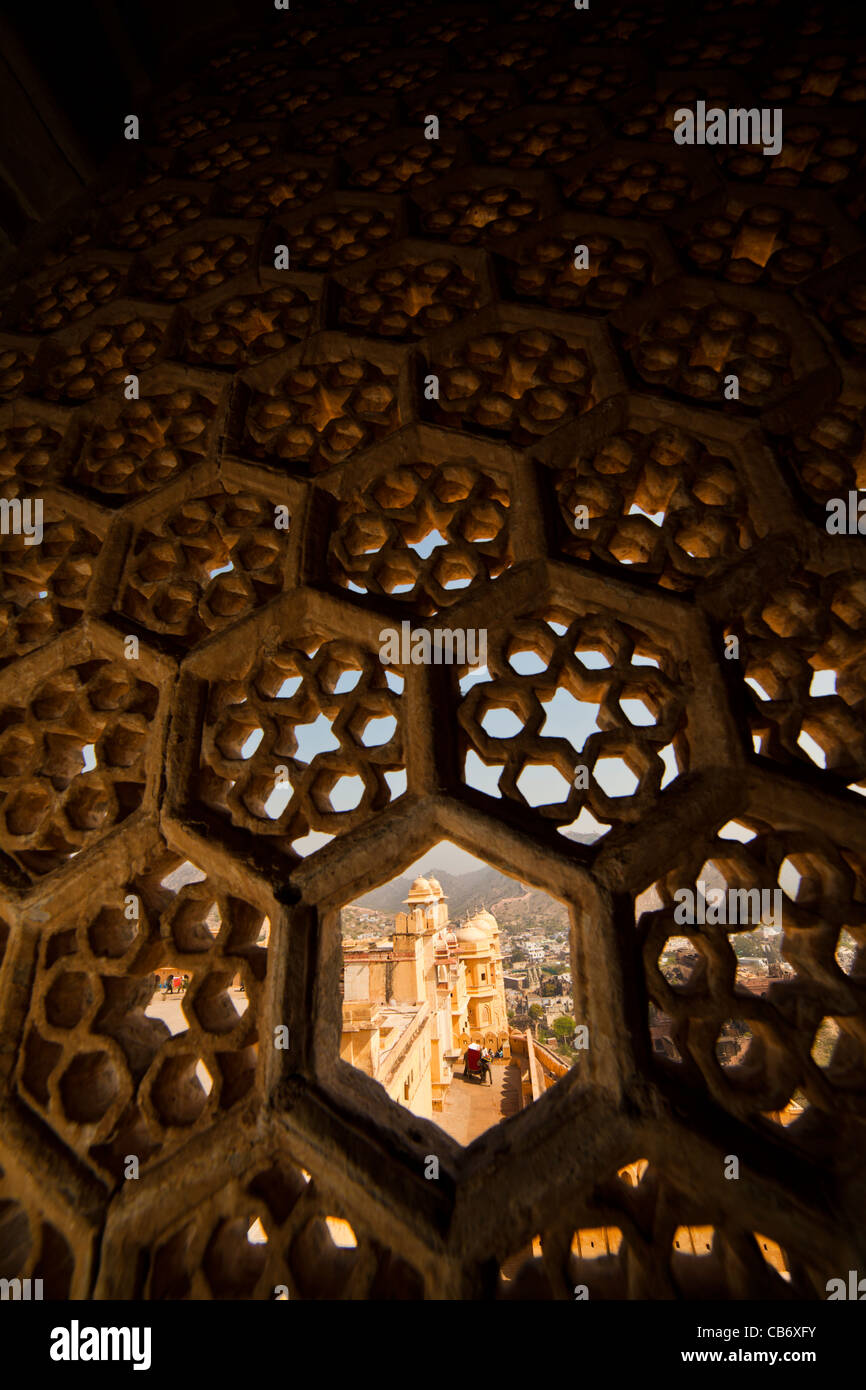 Fort Amber jaipur moghol monument coloré Banque D'Images