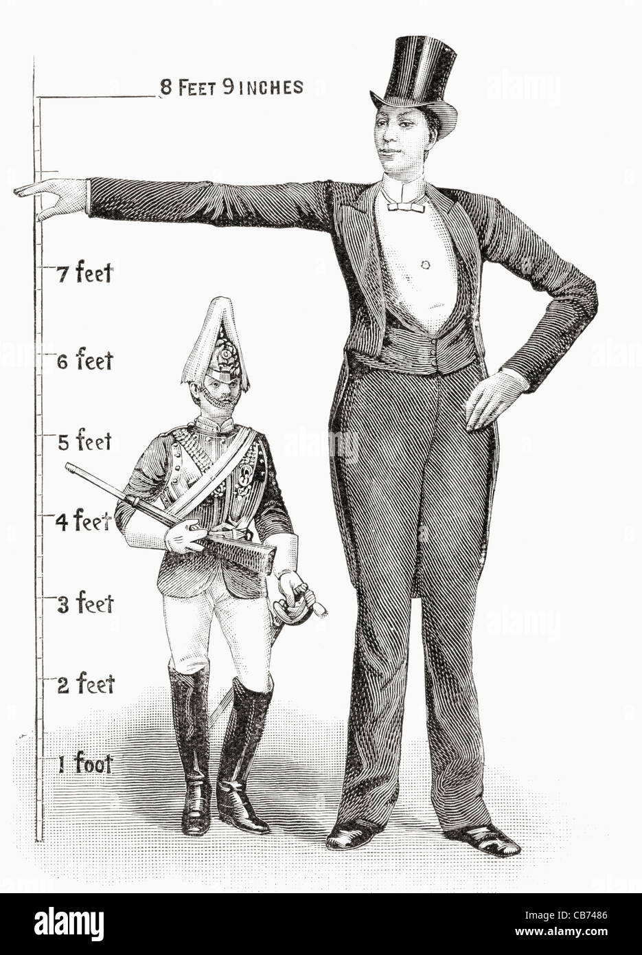 Franz Winkelmeier Friedburg-Lenga, aka géant de 1860 - 1887, a été, à 8 pieds 5 pouces, le plus grand de son temps humain. Banque D'Images