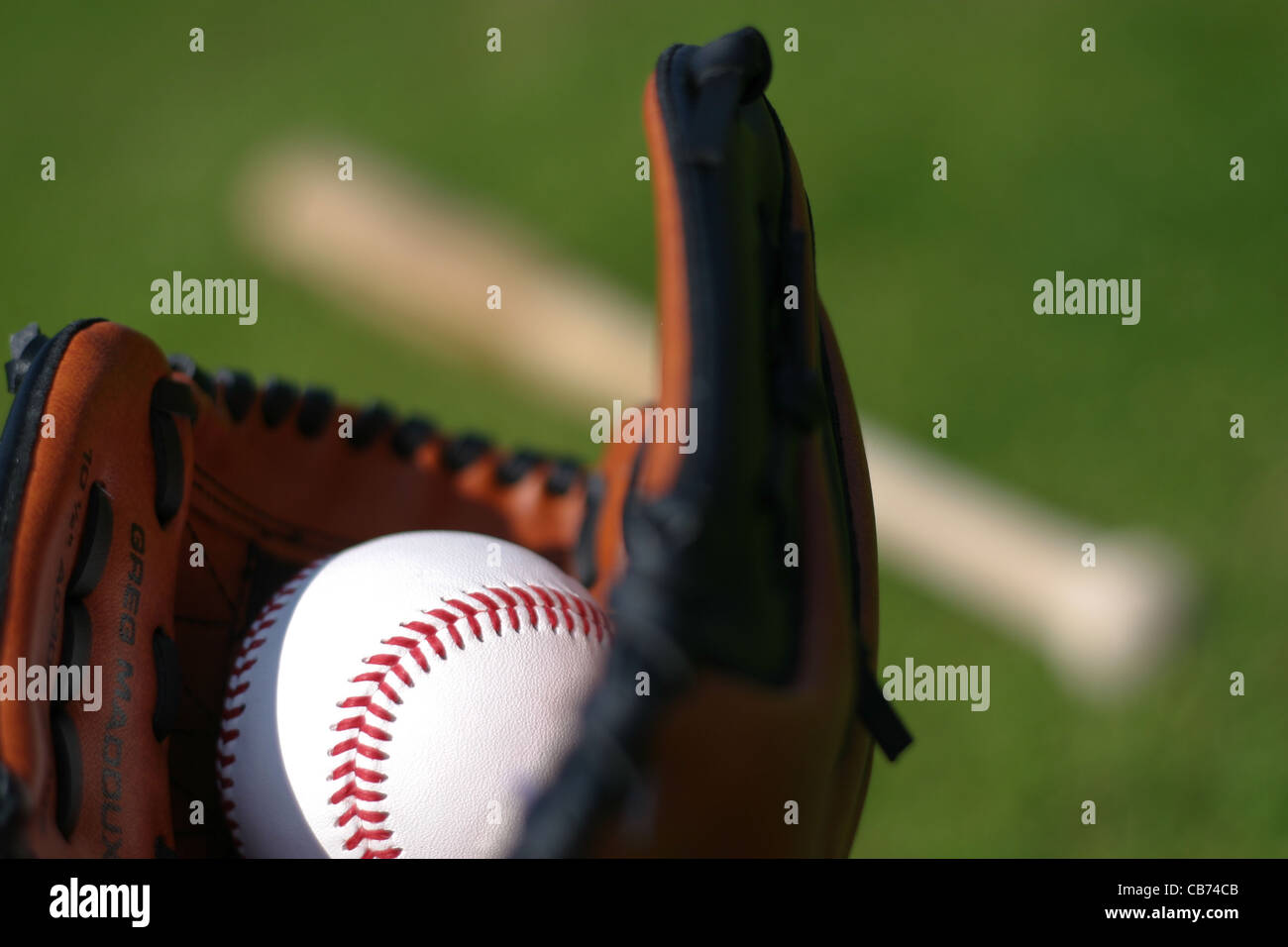 Batte de base-ball, gant mitaine et l'équipement de sport, Close up Banque D'Images