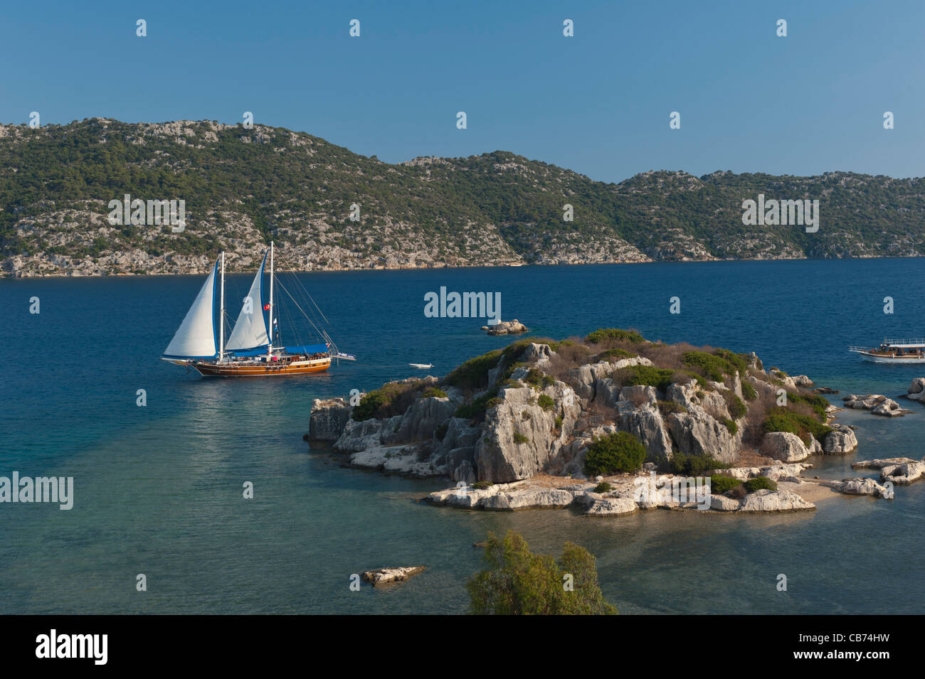 Vue panoramique de l'île de Kekova Kas Turquie Banque D'Images